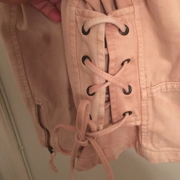 Free People Denim Lace Up Moto Jacket M NWT - Picture 6 of 8